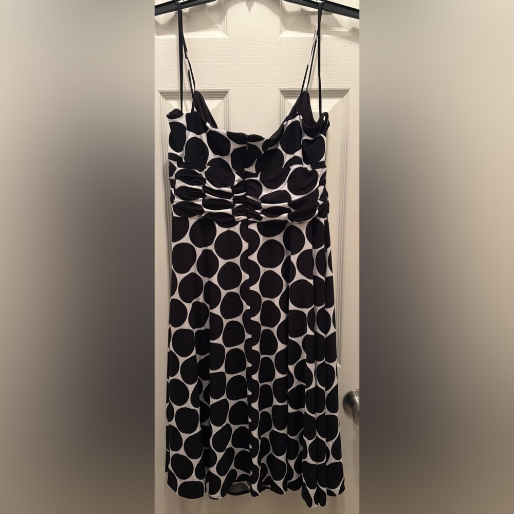 Jones Wear Brand Black and White Polka Dot Midi Dress - Picture 5 of 7